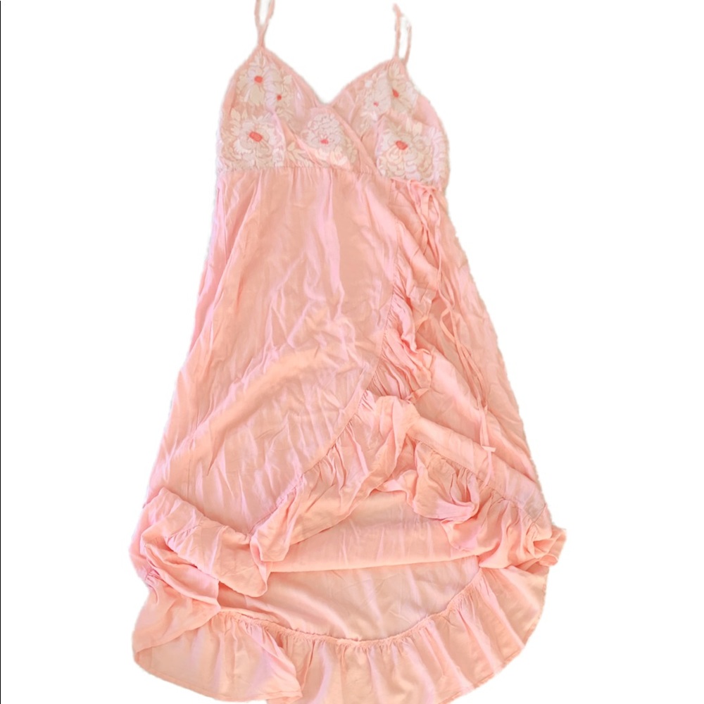 NWT A. Calin, Large, pink hi-lo embroidered dress